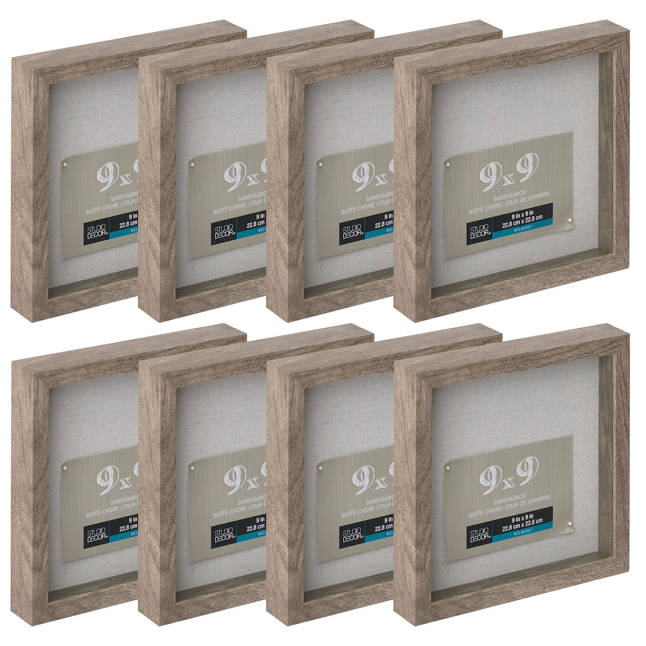8 Pack: Gray 9" x 9" Belmont Shadow Box by Studio Décor®